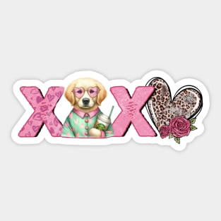 Valentines Day Dog Design, Golden Retriever Love Shirt xoxo, Gift ideas Sticker